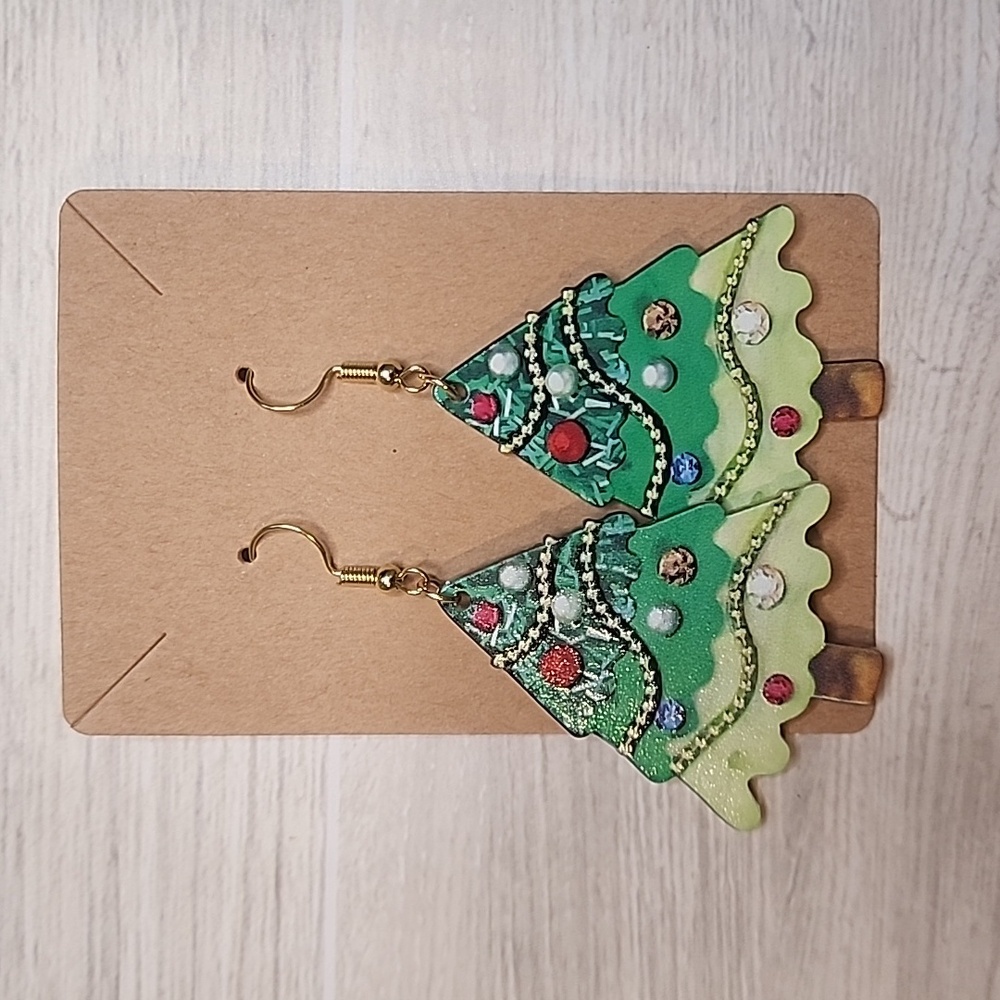 Christmas Tree Gold Hypoallergenic Earrings